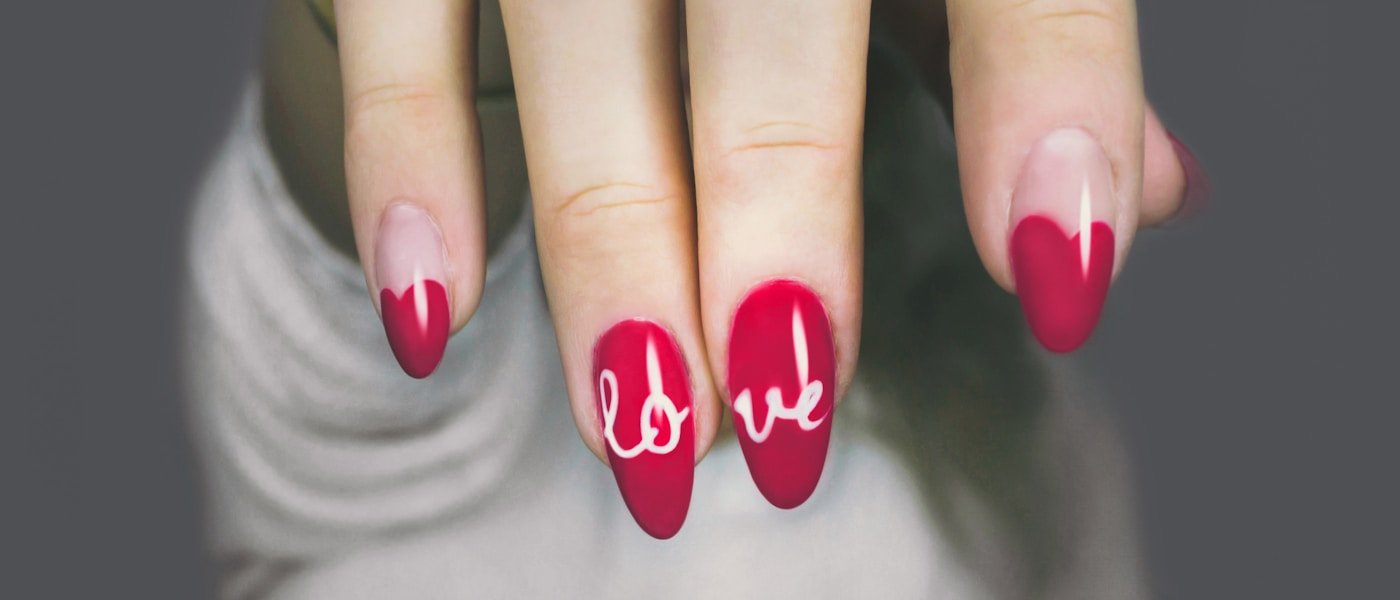 Red heart nail art